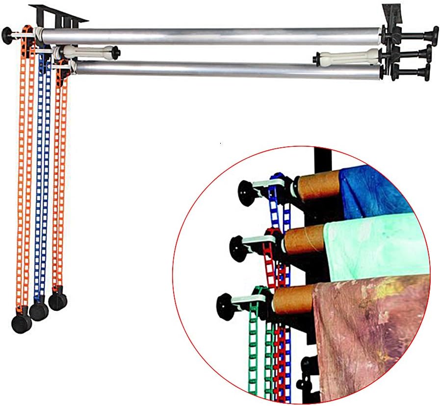 NEEWER Photography 3 Roller Wall Mounting Manual Background Support System with 2 x Tri Fold Hook, 6 x Expand Bar, 3 x Chain, Load Capacity per Roller: 22lb/10kg