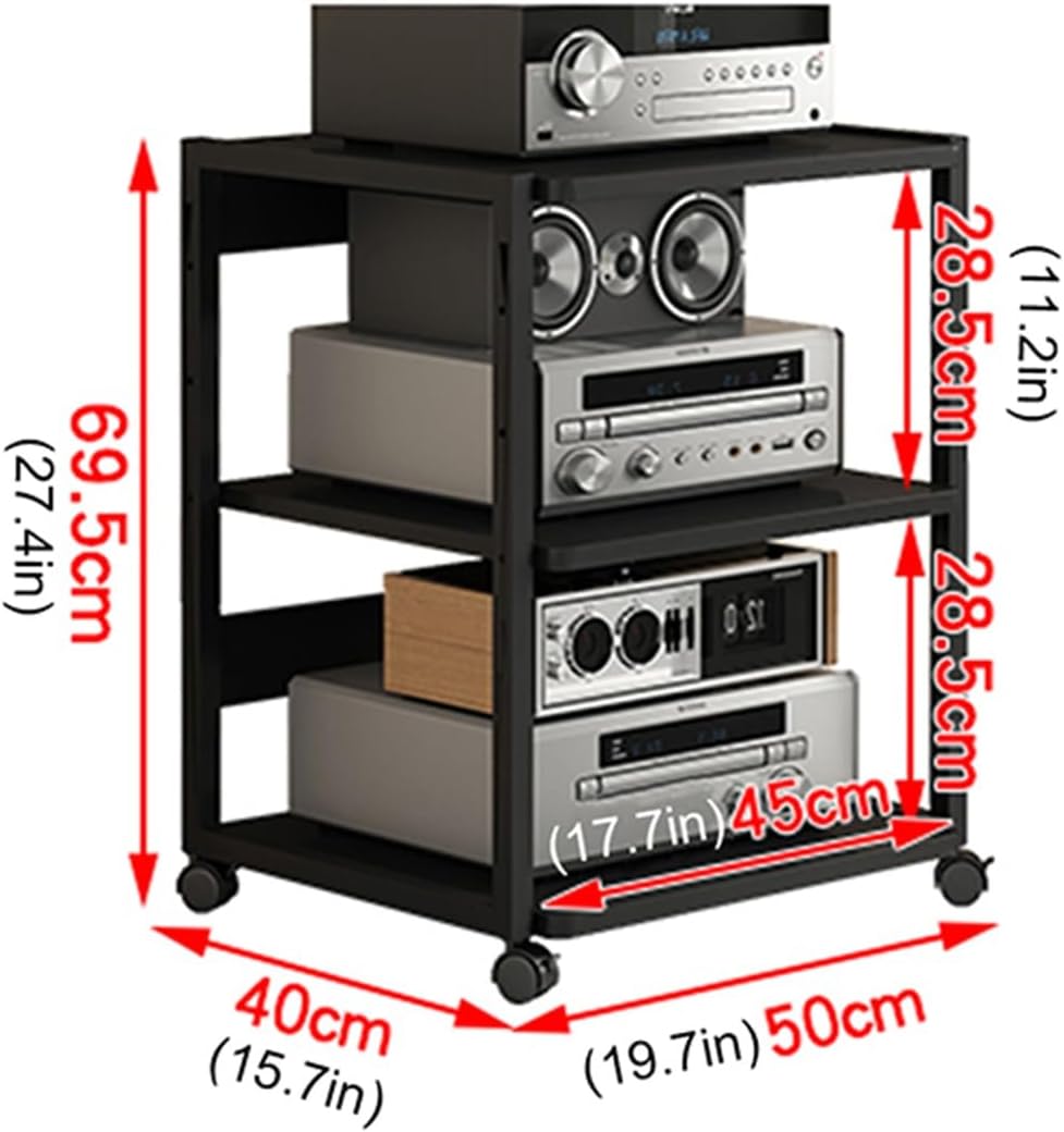 Modern Stereo Stand Cabinet, 3/4/5-Tier Media Console, Corner Entertainment Center with Wooden Shelves for Audio/Video Components, CD Rack, Home Storage (B, 3 Tier - 50x40x69.5cm)