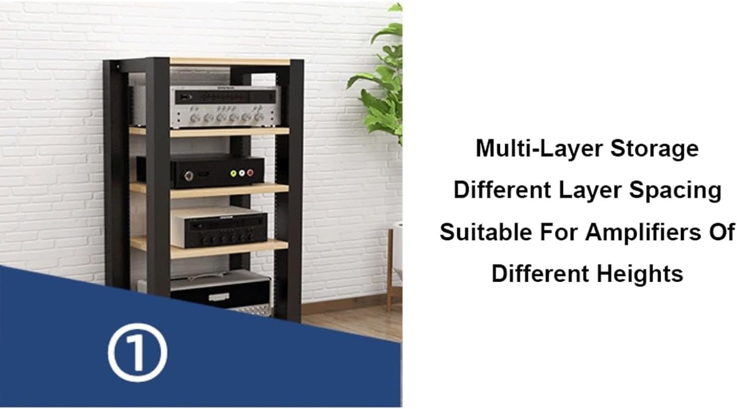 Audio Rack 2/3/4/5 Tier Stereo Rack Audio Equipment Rack Audio Open Rack Cabinet HiFi Rack Adjustable Audio-Video Shelving Durable(Natural,2 Tier)
