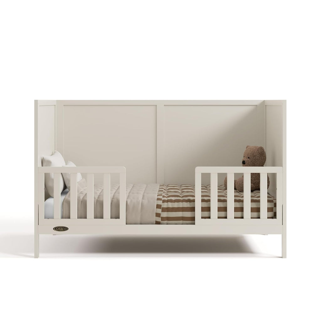 Graco Theo 3-in-1 Convertible Baby Crib - GREENGUARD Gold Certified, Converts to Toddler Bed & Daybed, Fits Standard Full-Size Baby Crib Mattress, 4 Adjustable Mattress Heights (Frosted Oat)