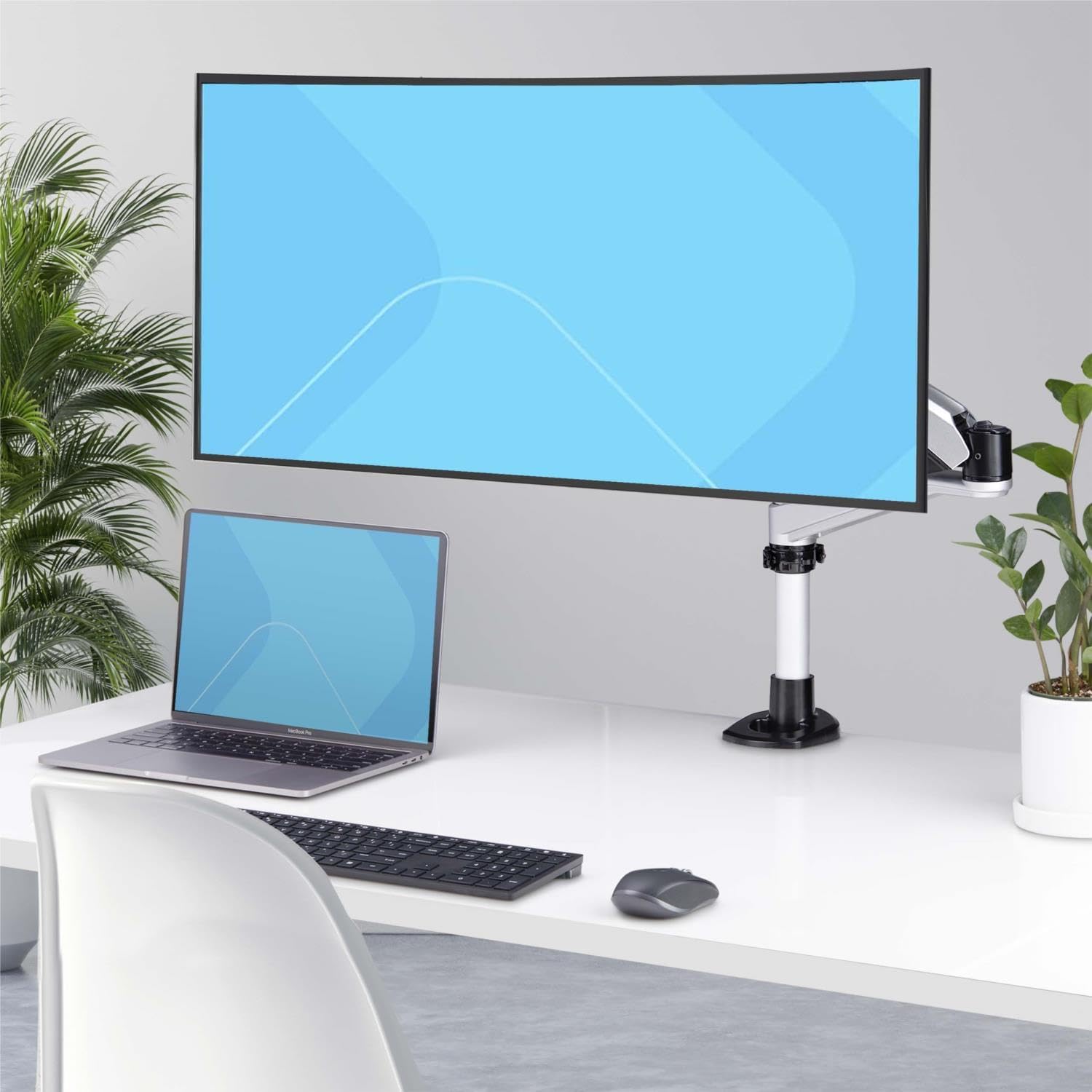StarTech.com Desk Mount Monitor Arm for 27in 16:9 or 30in 21:9 Ultrawide Screens, VESA 75x75/100x100, Mechanical Spring Arm, TAA