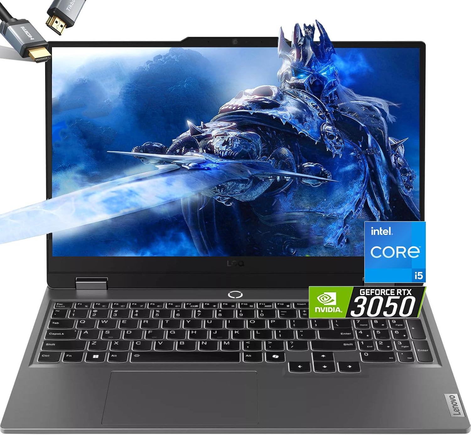 Lenovo LOQ 15 Gaming Laptop - NVIDIA RTX 3050 - Intel Core i5-12450HX Beat AMD Ryzen 7 4800H - 15.6' FHD Display 144Hz - 32GB RAM -1TB PCIe SSD -Backlit Keyboard - Windows 11 - G-SYNC -HDMI Cable