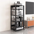 YLLFFLL 131cm Tall Mobile Stereo Racks and Stands on Wheels Heavy Duty Audio Equipment Rack Cart with Height-Adjustable Shelf, Entertainment Stereo Components Av Media Stand(5 Tier)