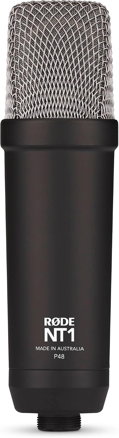 Rode NT1 Signature Black Large-Diaphragm Cardioid Condenser Microphone Bundle with PSA1+ Silent Boom Arm — 4 dBA Self-Noise XLR Studio Mic for Singing, Vocal Recording, Voice Over, Podcasting