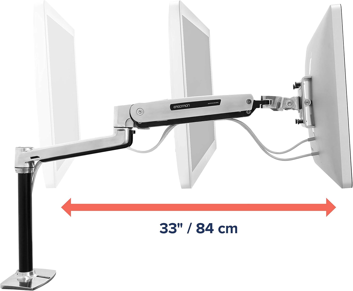 Ergotron – LX HD Sit-Stand Single Monitor Arm, VESA Desk Mount – for Monitors Up to 49 Inches, 14 to 30 lbs – Polished Aluminum