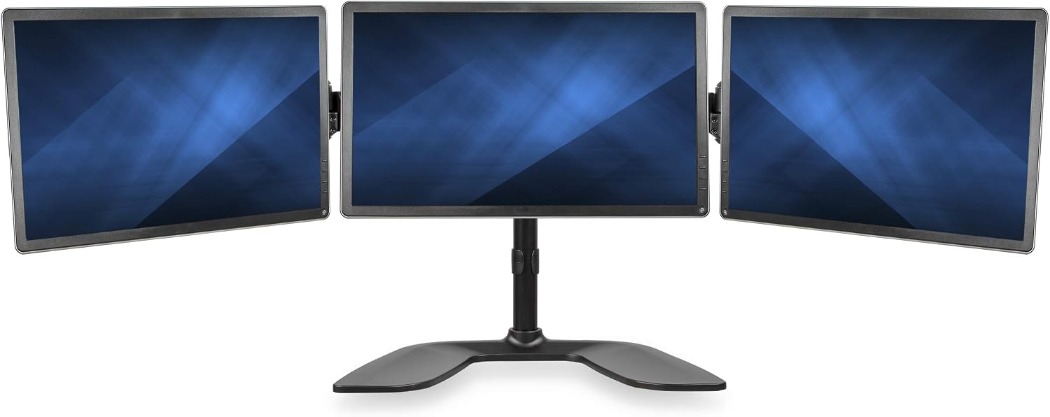 StarTech.com Triple Monitor Stand - Articulating - For Monitors 13' to 27' Adjustable VESA Computer Monitor Stand for 3 Monitor Setup - Steel - Black (ARMBARTRIO2)