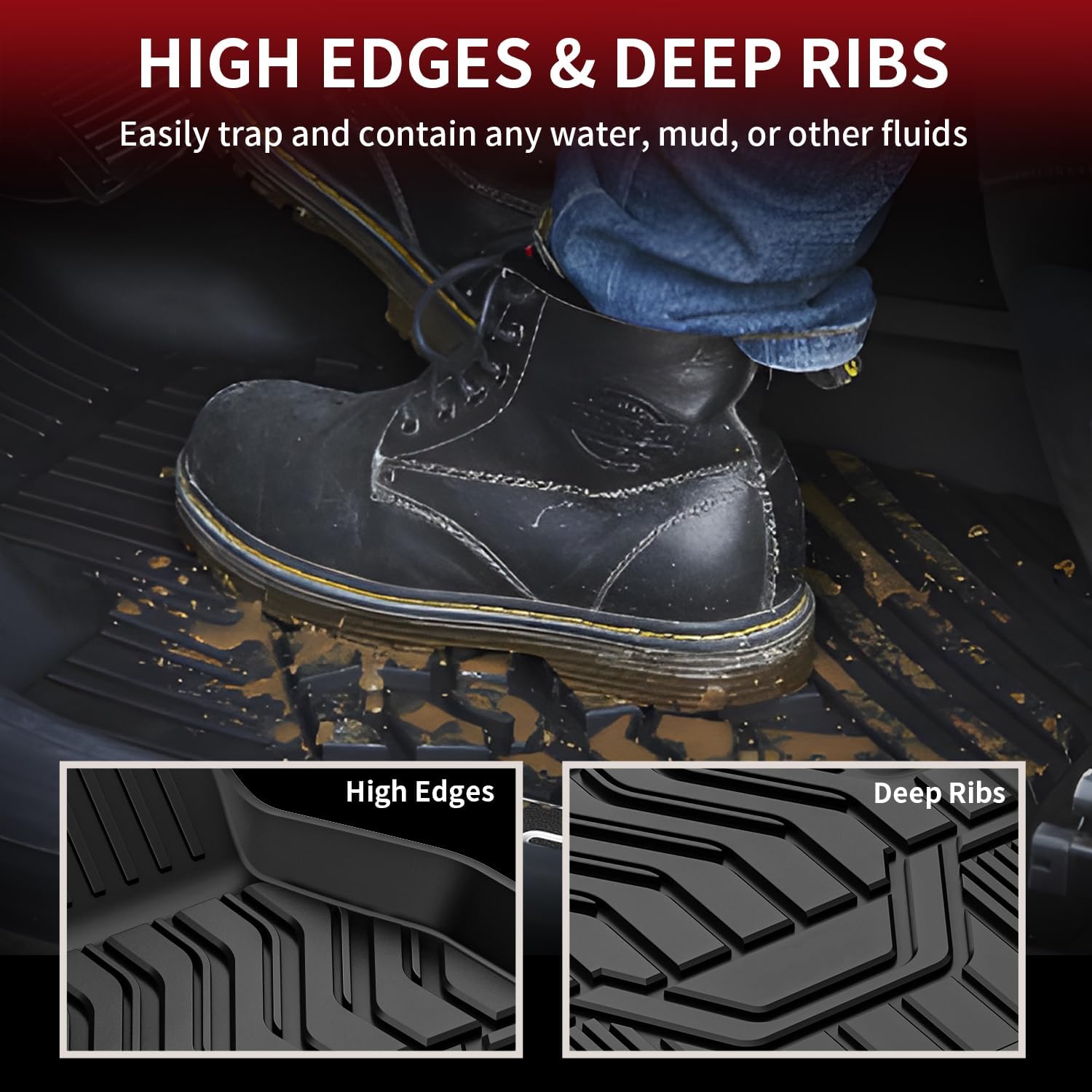 LASFIT Floor Mats for Nissan Rogue 2014-2020 (Not Fit Rogue Sport or Select), All Weather TPE Custom Fit Durable Floor Liners for Rogue S/SV/SL 2020 2019 2018 2017-2014 1st & 2nd Row Car Mats