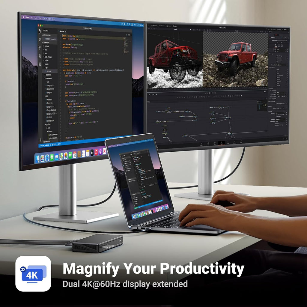 UGREEN USB C Docking Station, DisplayLink 9-in-1,Revodok Pro 209,Dual 4K@60hz Monitor Dock for MacBook & Windows with 2 DP & 2 HDMI, 10 Gbps USB C & USB-A Data Ports, 100W PD, Gigabit Ethernet