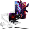 AVLT Dual 17'-38' Monitor Arm Desk Mount with 17' Laptop Tray and USB-C Docking Station, HDMI 4K60Hz, USB-A 5Gbps, Ethernet, 100W PD, Fits Two Flat/Curved - White