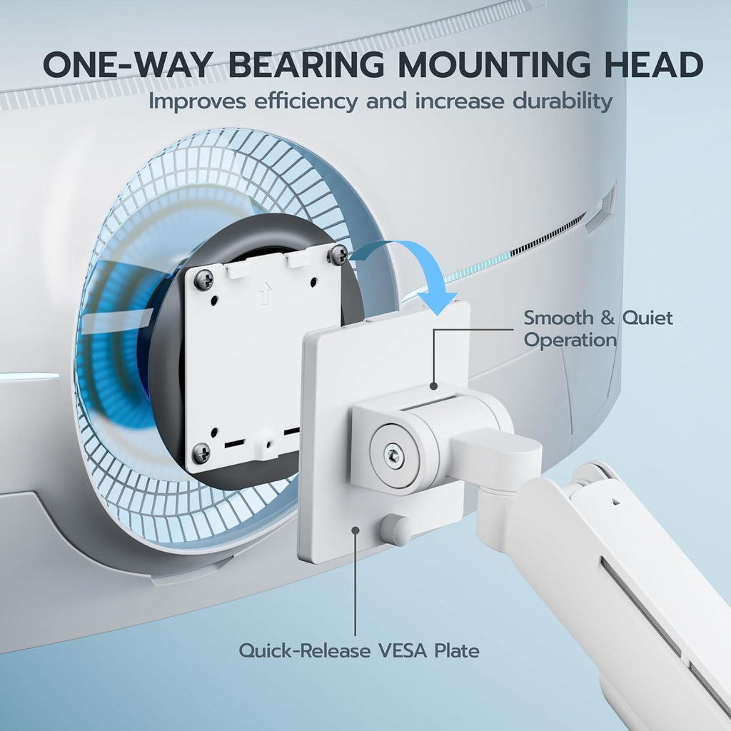 ARES WING Dual Monitor Mount for 17-49 Inch Ultrawide Heavy Duty Curved Screen Stacking, Computer Monitor Arm Desk Mount with USB, Gas Spring Adjustable Vesa Stand, White