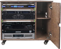 Sound Town DIY 11U Solid Baltic Birch Plywood Plywood Studio Rack with Slide-Out Trays, Cabinet, Casters, Weathered Brown, for Recording Room, Home Studio (SDRK-CR11B)