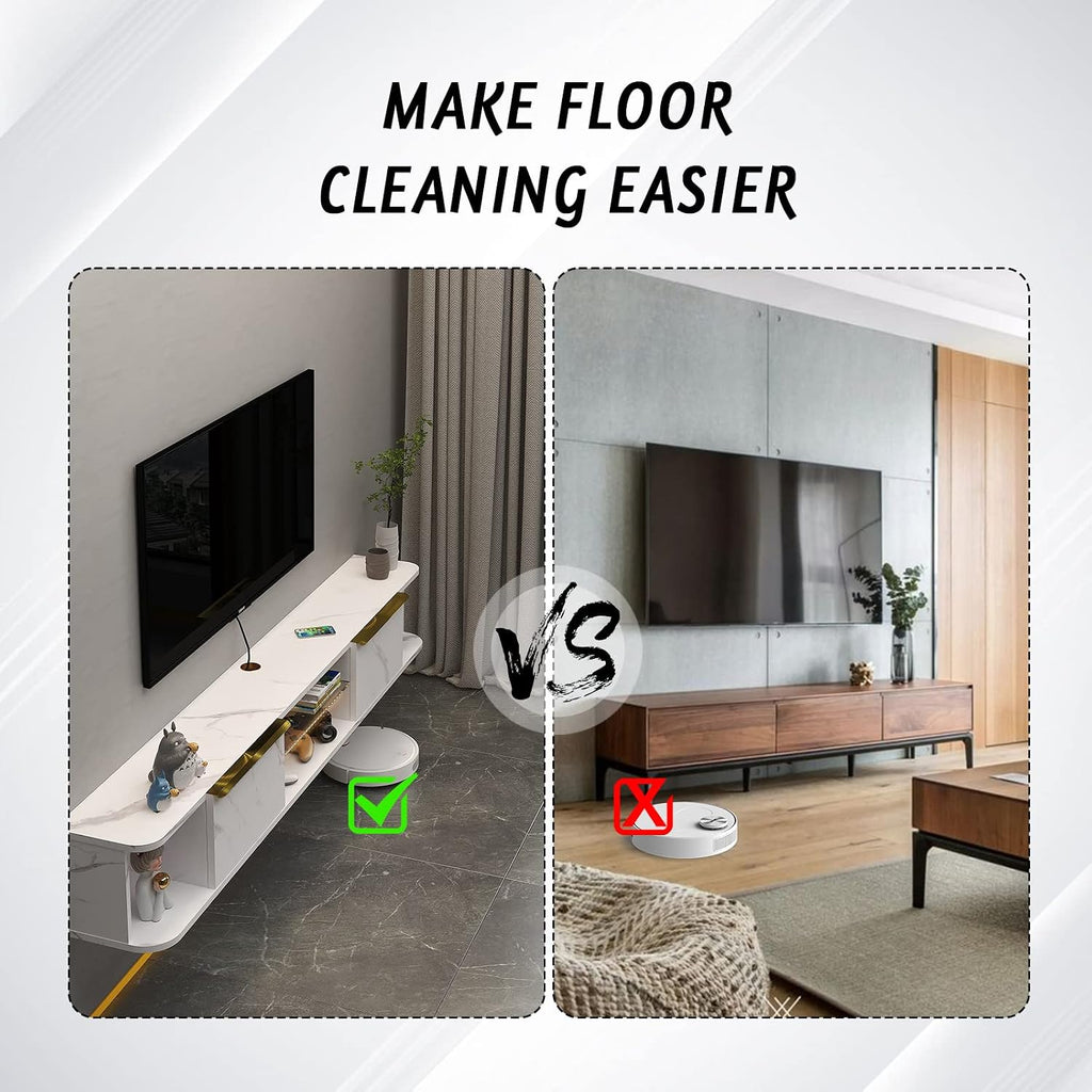 Pmnianhua LED Floating TV Stand with 2 Drawers,70'' Floating TV Shelf with LED Lights,Wall Mounted Media Console,Floating Entertainment Center with Storage for Bedroom Playroom Living Room(White)