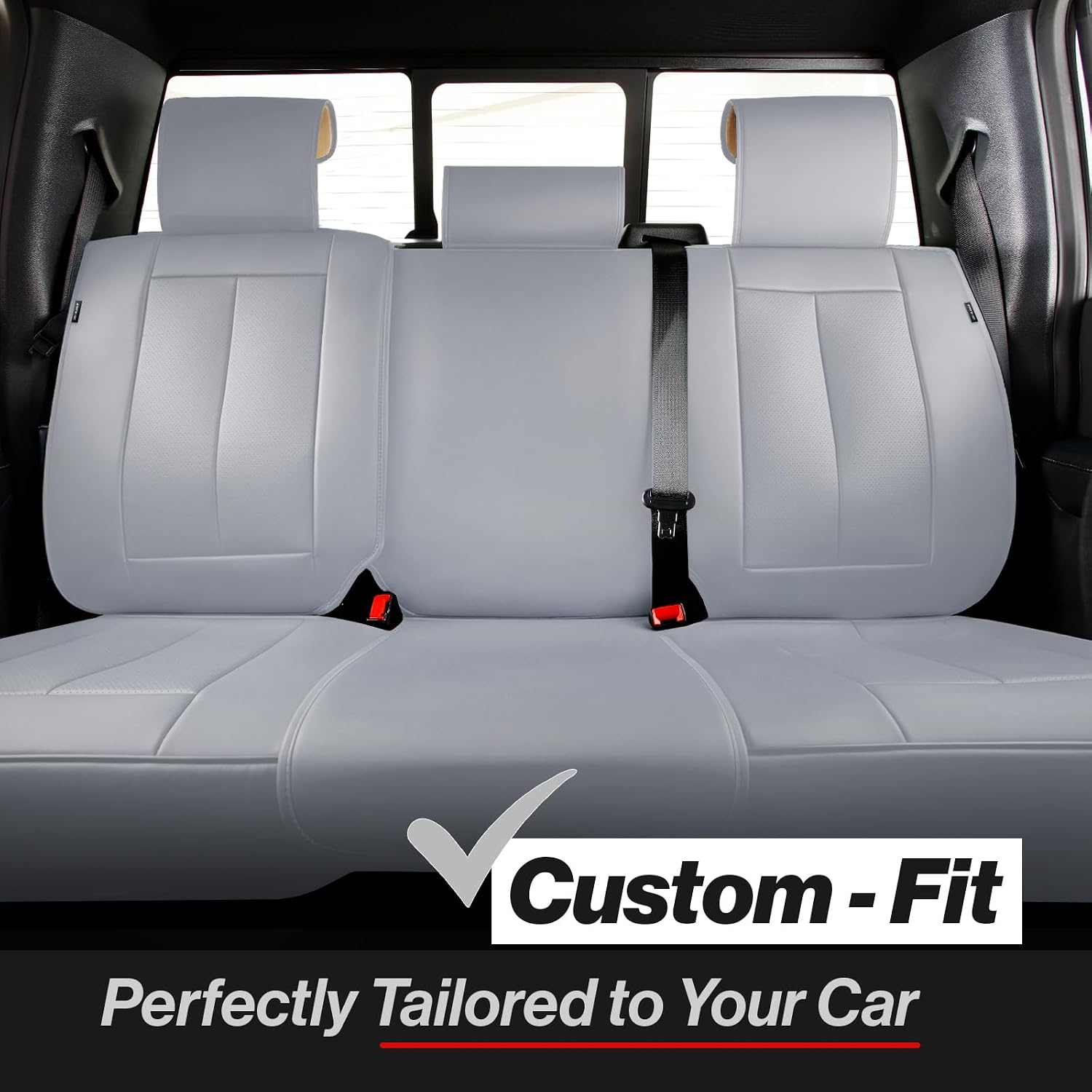Coverland Custom Car Seat Covers Compatible with 2004-2008 Toyota Solara Convertible - Premium Leather Non-Slip Memory Foam Waterproof Seat Cover Custom fit Interior Protector [Rear-Gray]