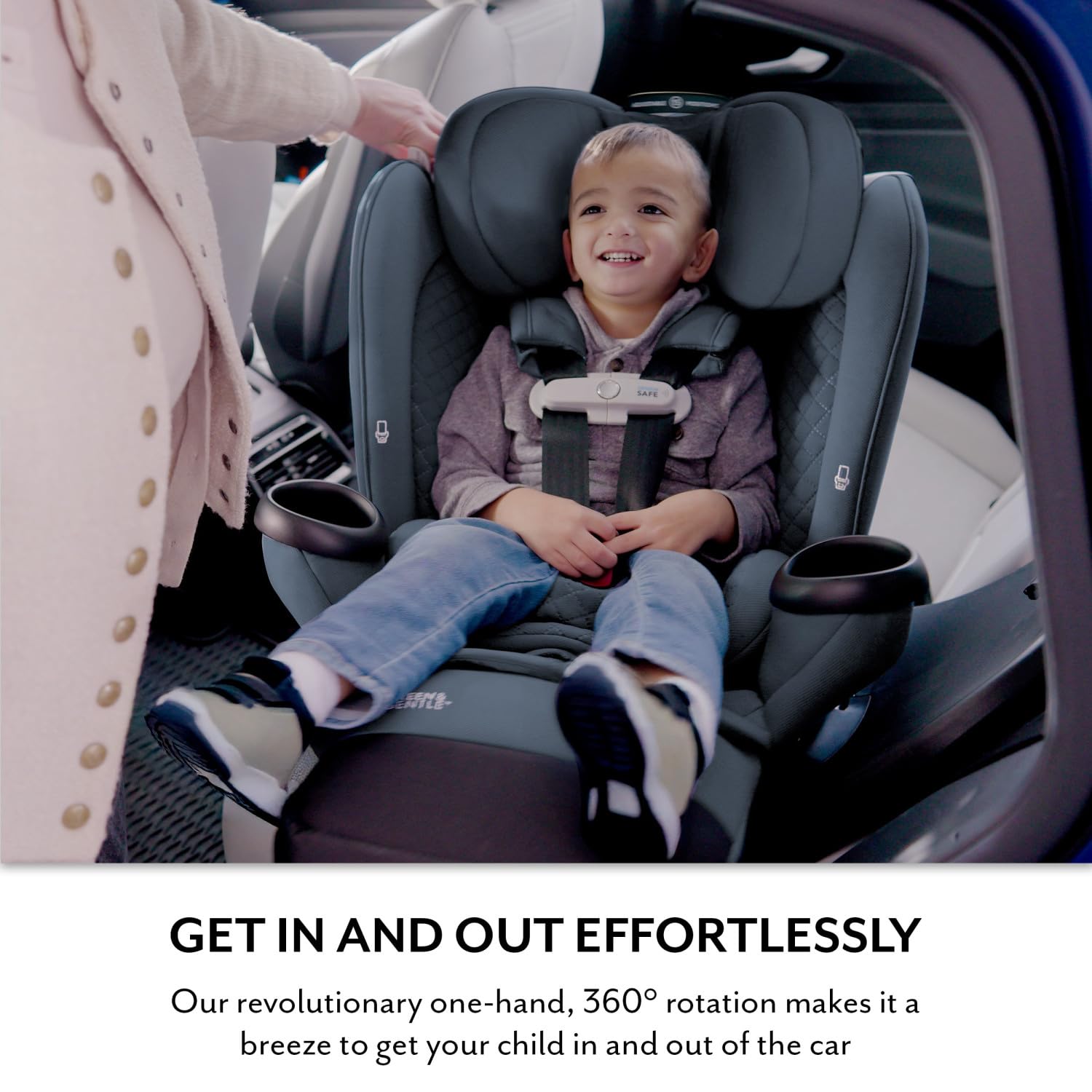 Evenflo Revolve360 Extend All-in-One Rotating Car Seat with Green & Gentle Fabric (Travertine)