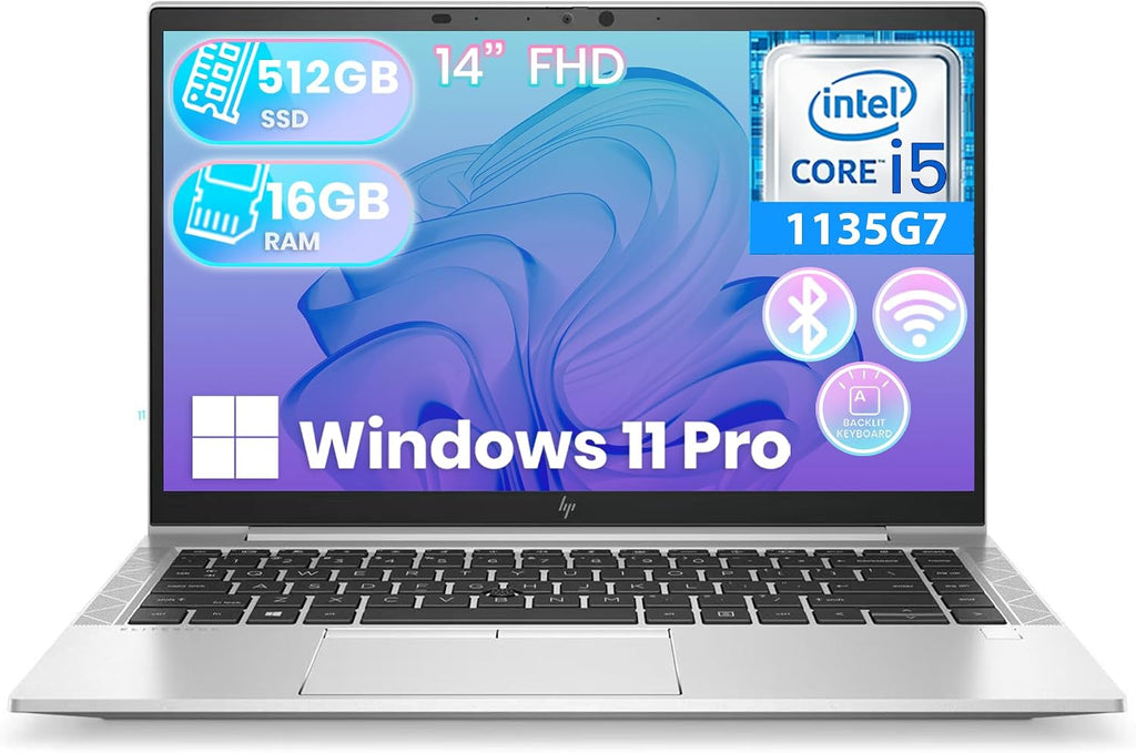 HP EliteBook 840 G8 Business Laptop, 14' FHD Laptop Computer, 11th Gen Intel Core i5-1135G7, 16 GB RAM, 512 GB SSD, Backlit Keyboard, Windows 11 Pro (Renewed)