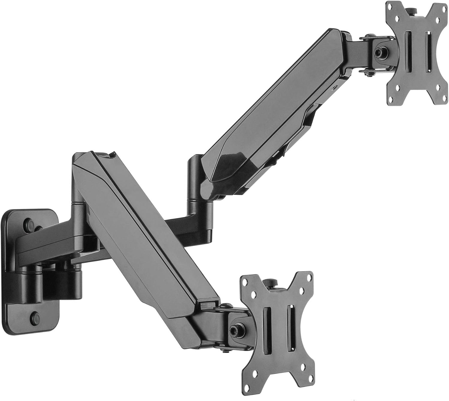 SIIG Dual Arm Monitor Wall Mount for 17' to 32' Screens, Up to 17.6lbs per Monitor, Heavy Duty Aluminum Gas Spring with Rotation, Tilt, Swivel, VESA 75x75 or 100x100 (CE-MT2M12-S1)