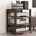 Modern Record Player Stand, 4/3 Tier Mobile Audio AV Media Shelf, Vertical Storage Cabinet for Office Home Classroom, Stereo Equipment Rack, Adjustable