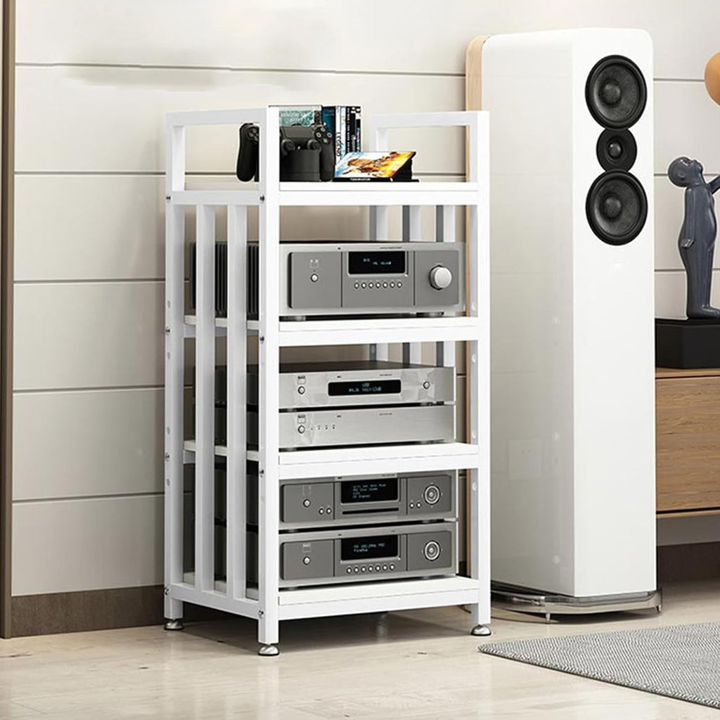 4-Tier Storage DVD CD Player Stand, Wooden AV Media Cabinet for Home/Office/Theater, Stereo Rack for Amplifiers & Audio Video Components - Modern Media Storage Solution