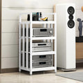4-Tier Storage DVD CD Player Stand, Wooden AV Media Cabinet for Home/Office/Theater, Stereo Rack for Amplifiers & Audio Video Components - Modern Media Storage Solution
