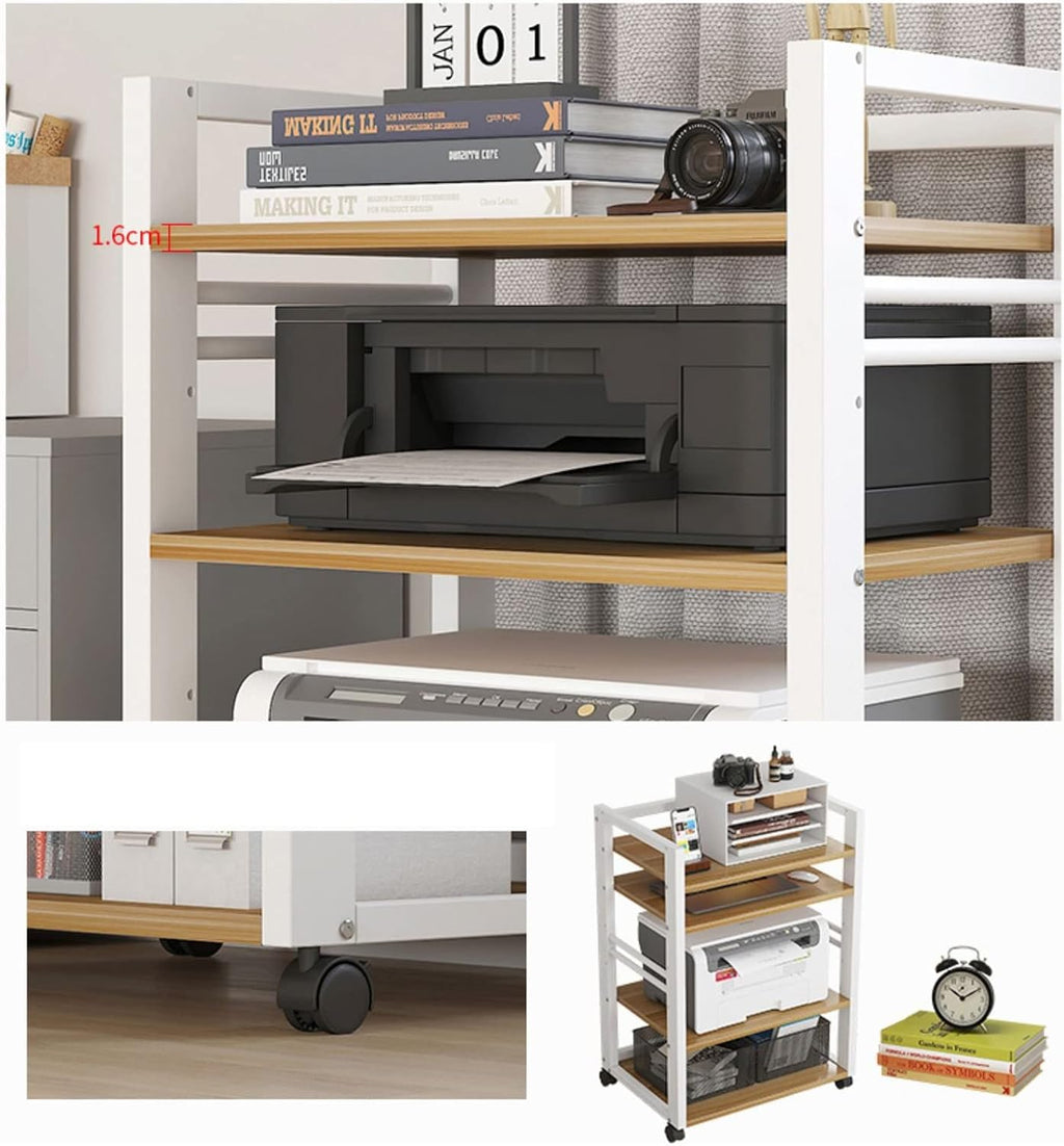 Print Stand 4 Tier Printer Stand, Printer Cart with Storage Shelf, Height Adjustable Rolling Printer Table with Wheels for Mini 3D Printer Printer Table