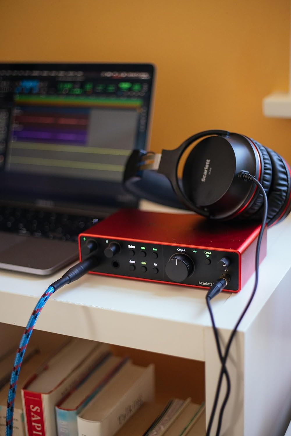 Focusrite Scarlett 2i2 4G with StreamEye Cans50 Studio Headphones and Microphone Boom Arm, XLR Cables, Instrument Cables and Pop Filter Bundle
