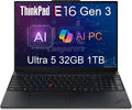 Lenovo ThinkPad E16 Gen 3 Business AI PC Laptop (16' FHD+ Anti-Glare, Intel 12-Core Ultra 5 225U (> i7-1365U), 32GB DDR5, 1TB SSD) 1080P IR Webcam, Fingerprint, Thunderbolt 4, Win 11 Pro w/ Copilot