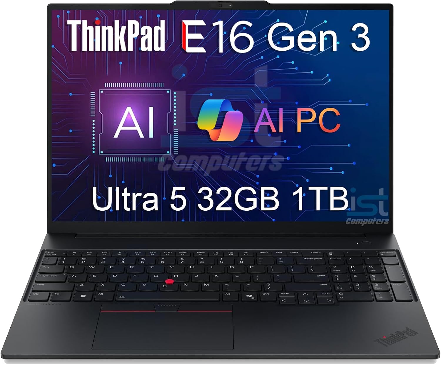 Lenovo ThinkPad E16 Gen 3 Business AI PC Laptop (16' FHD+ Anti-Glare, Intel 12-Core Ultra 5 225U (> i7-1365U), 32GB DDR5, 1TB SSD) 1080P IR Webcam, Fingerprint, Thunderbolt 4, Win 11 Pro w/ Copilot