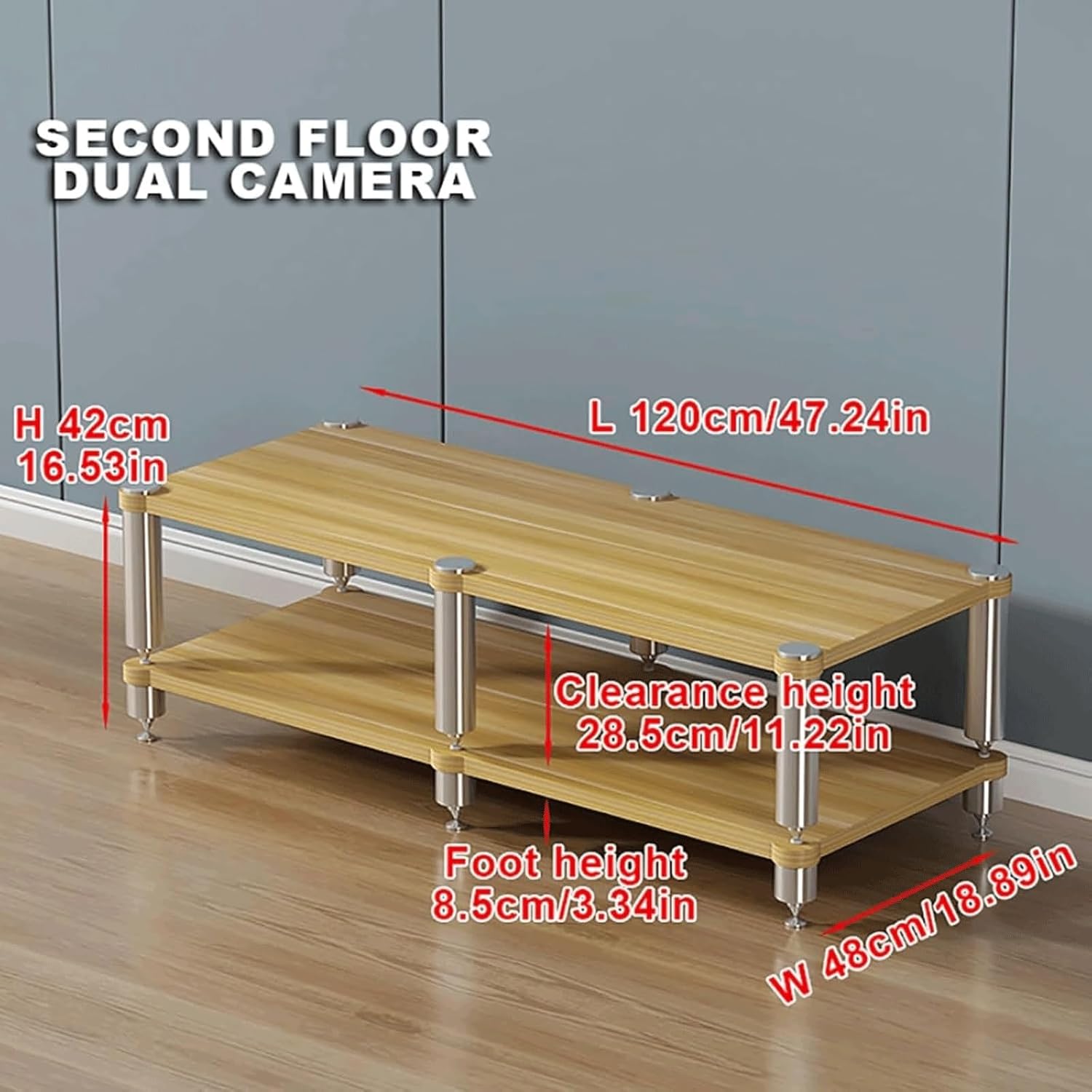 Stereo Stands Modern Audio Rack Tower AV Media Stand Wooden Tiered Shelves 2 Tier,3 Tier,4 Tier Audio Rack Shelf AV Media Player Stand(Brown,2 Tier)