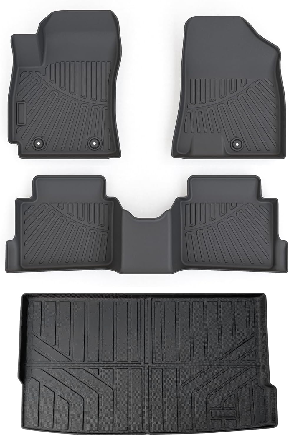 Cartist Floor Mats and Cargo Liner Fit for Hyundai Kona 2024 2025 2026 (No Electric Model) Limited | N Line | SE | SEL Accessories All Weather TPE 1st & 2nd Row Car Rear Trunk Mats