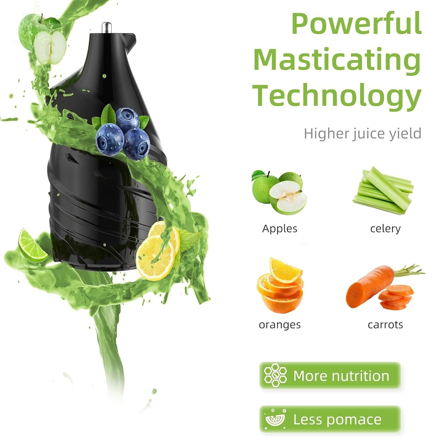 Cold Press Juice Extractor, Slow Masticating Juice Extractor, Cold Press Slow Blend Juice Extractor, Wide Juice Tank For Vegetable And Fruit Juice, High Juice Yield, Easy To Clean (Gray)