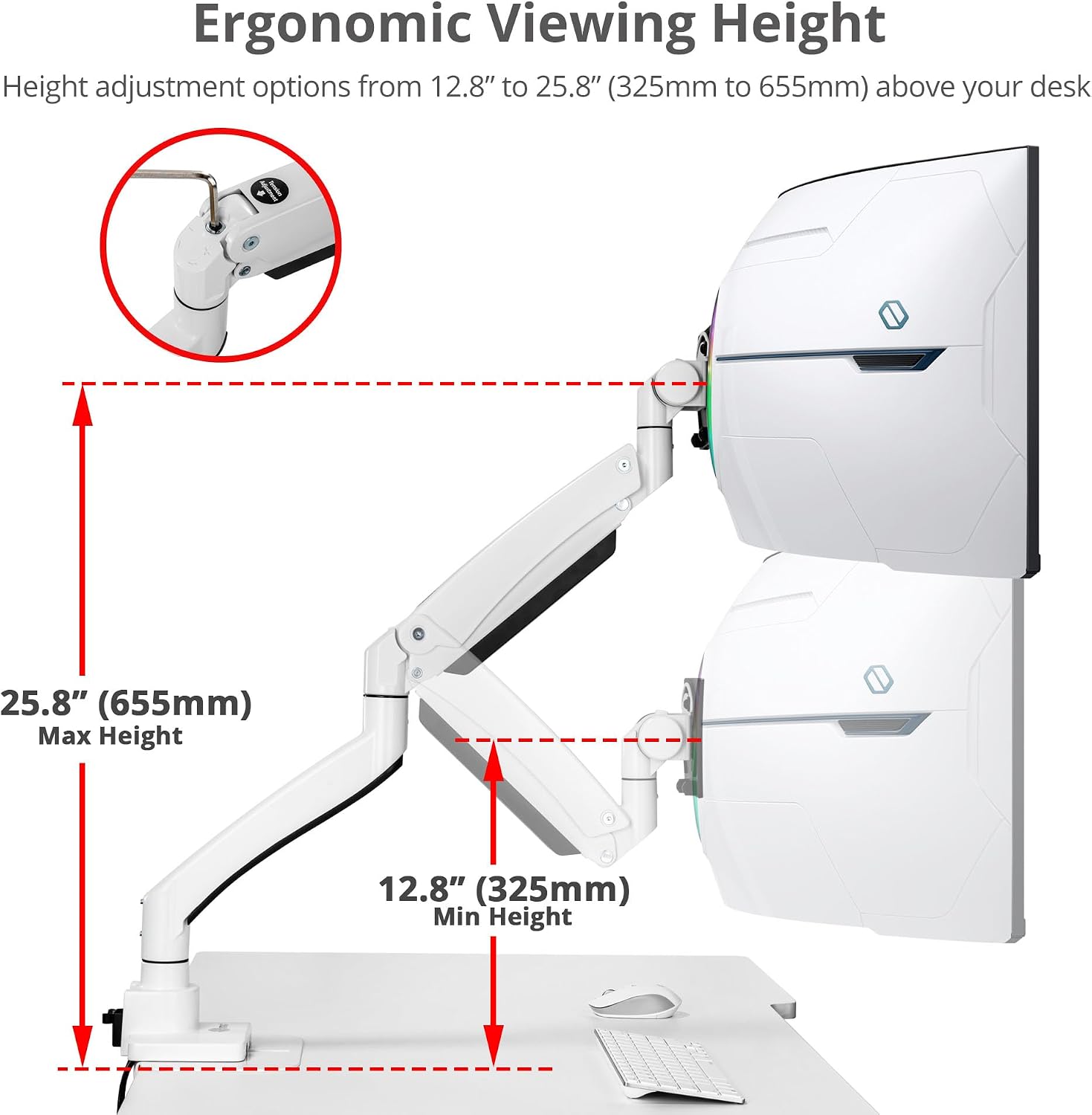 SIIG Ultra Heavy Duty Single Monitor Arm Desk Mount with USB A/C for Ultrawide Monitors up to 57 inches and 59.5 lbs - VESA 75/100/200, C-Clamp and Grommet (CE-MT3Z11-S1)