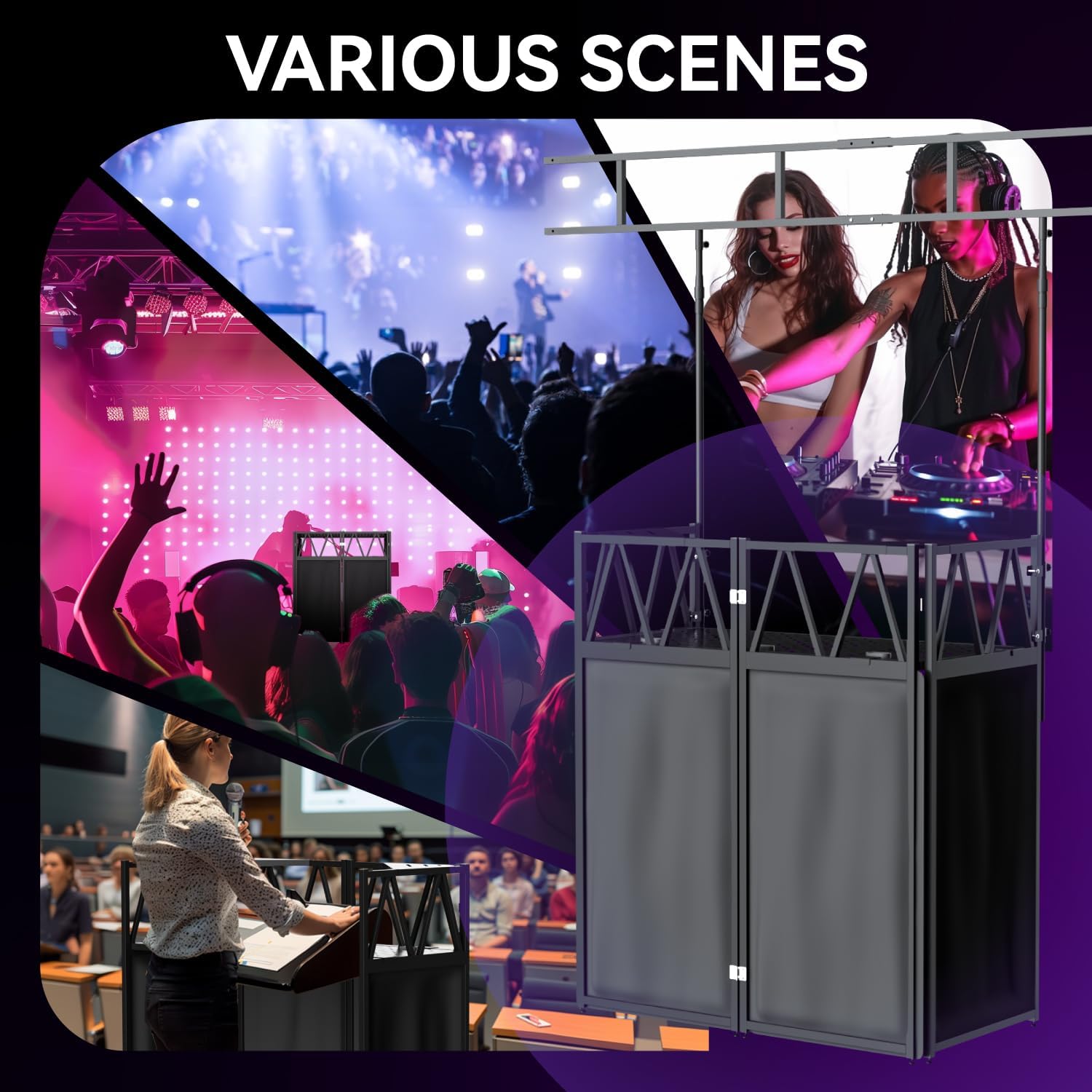 RDCMKL DJ Table Stand Portable booth, Foldable DJ Stand, Adjustable DJ Facade Booth, Easy to Assemble, Stylish, Convenient to Store and Transpor (Truss 40x25x45)