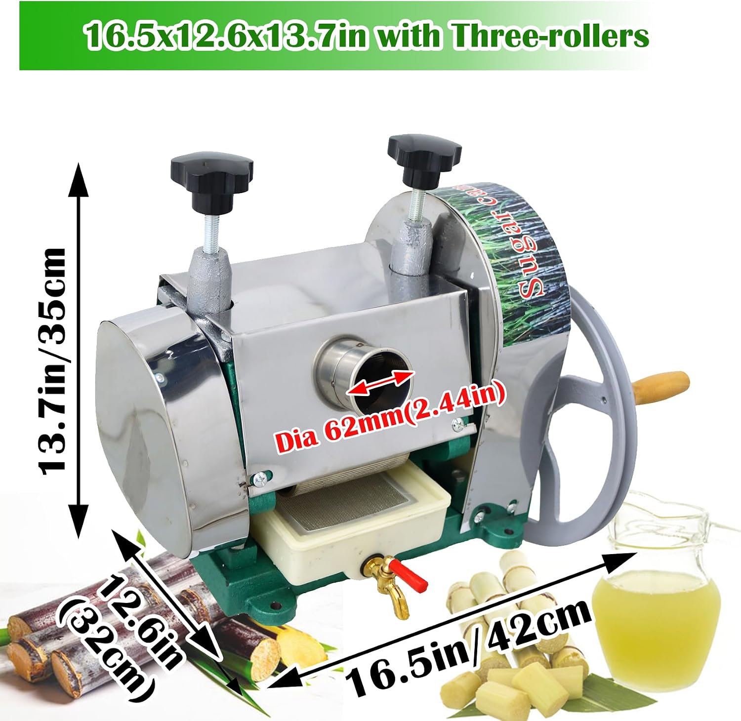 Commercial Manual Sugar Cane Ginger Press Juicer with Knives Wooden Case