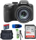 Kodak PIXPRO AZ405 Digital Camera Bundle, Includes: SanDisk 64GB SDXC Memory Card, Small Camera Bag, SD Card Reader and More (6 Items) (Black)