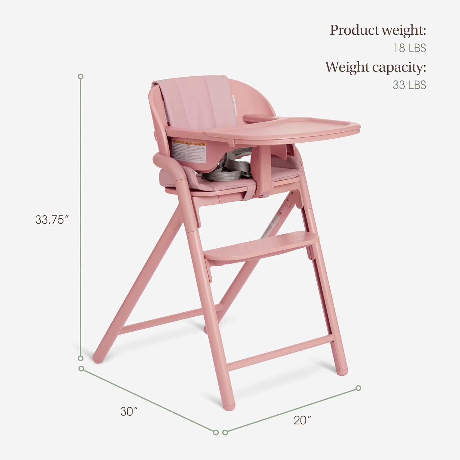 Evolur Step and Savor Baby High Chair, Converts to Adult Stool, 5 Position Adjustable Height and Footrest Positions Portable High Chair, Removable Tray, Easy to Clean and Removable Cushion