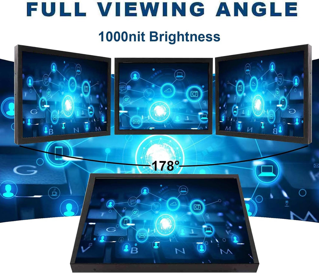 VSDISPLAY 15 Inch 1024x768 LCD Monitor 1000 Nits High Brightness IPS Screen with H/D DVI VGA as Outdoor Industrial Extra Display