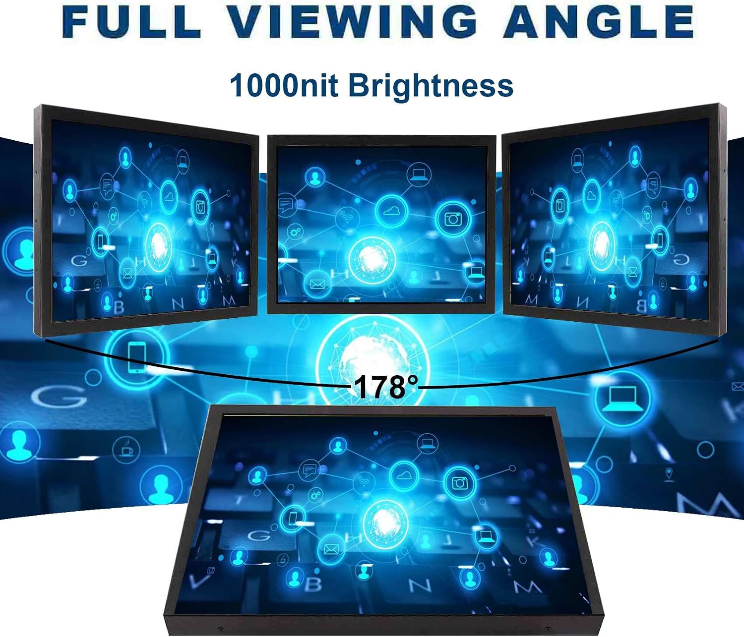 VSDISPLAY 15 Inch 1024x768 LCD Monitor 1000 Nits High Brightness IPS Screen with H/D DVI VGA as Outdoor Industrial Extra Display