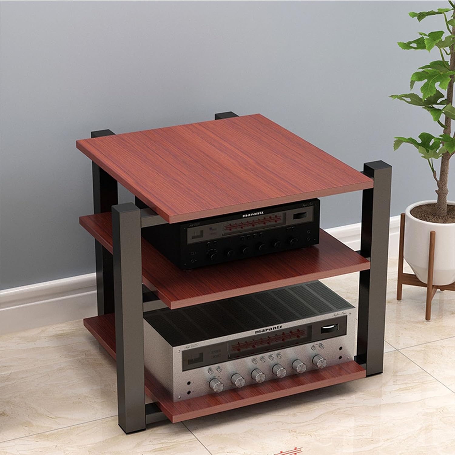 Modern 3-Tier Wooden AV Cabinet - Stylish Corner Storage Stand for Home/Office/Theater, Ideal for CD Players & Audio Equipment, Functional & Sleek Design