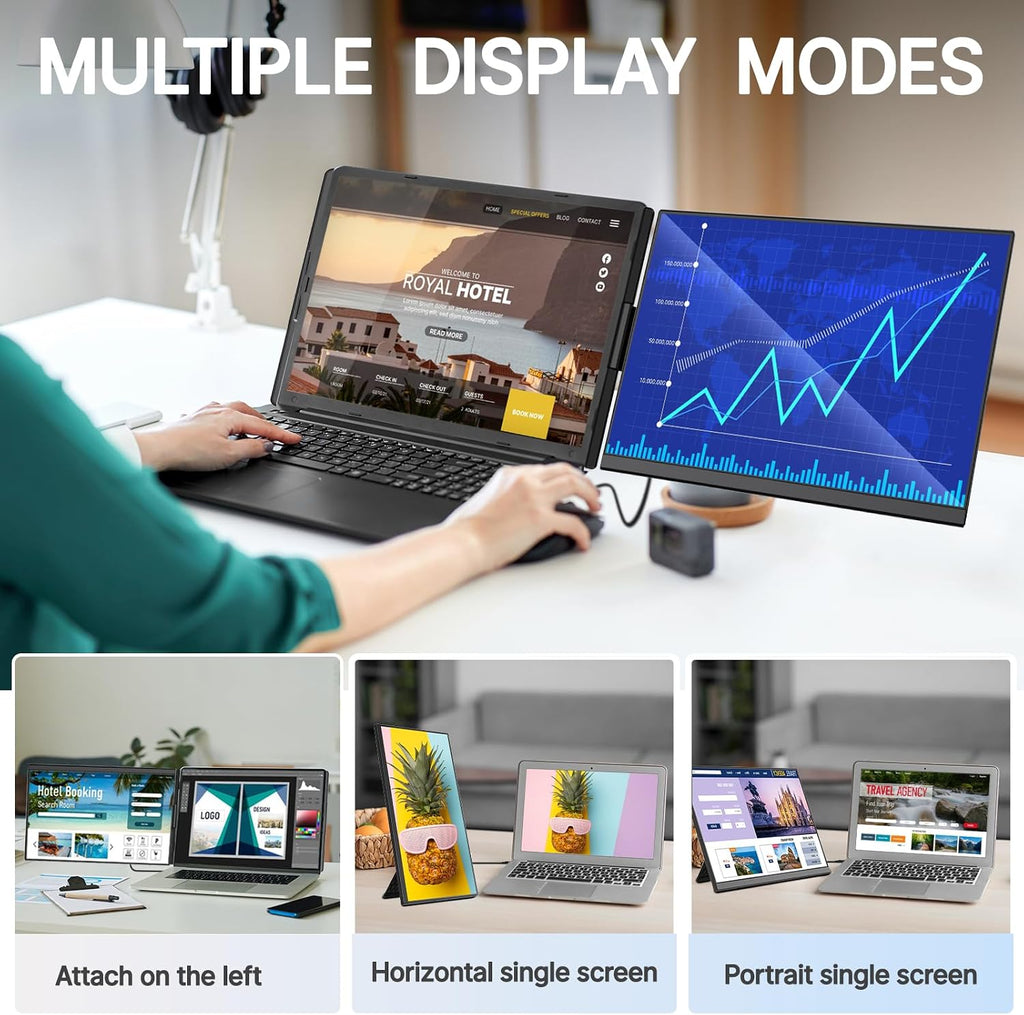 Redalf Laptop Screen Extender, 15.6' FHD 1080P Portable Monitor for Laptop, Detachable and Plug-Play Travel Monitor for 13-17.3' Laptops,Compatible for Mac/Wins/Dex/Chrome