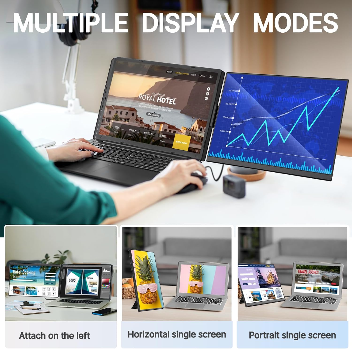 Redalf Laptop Screen Extender, 15.6' FHD 1080P Portable Monitor for Laptop, Detachable and Plug-Play Travel Monitor for 13-17.3' Laptops,Compatible for Mac/Wins/Dex/Chrome