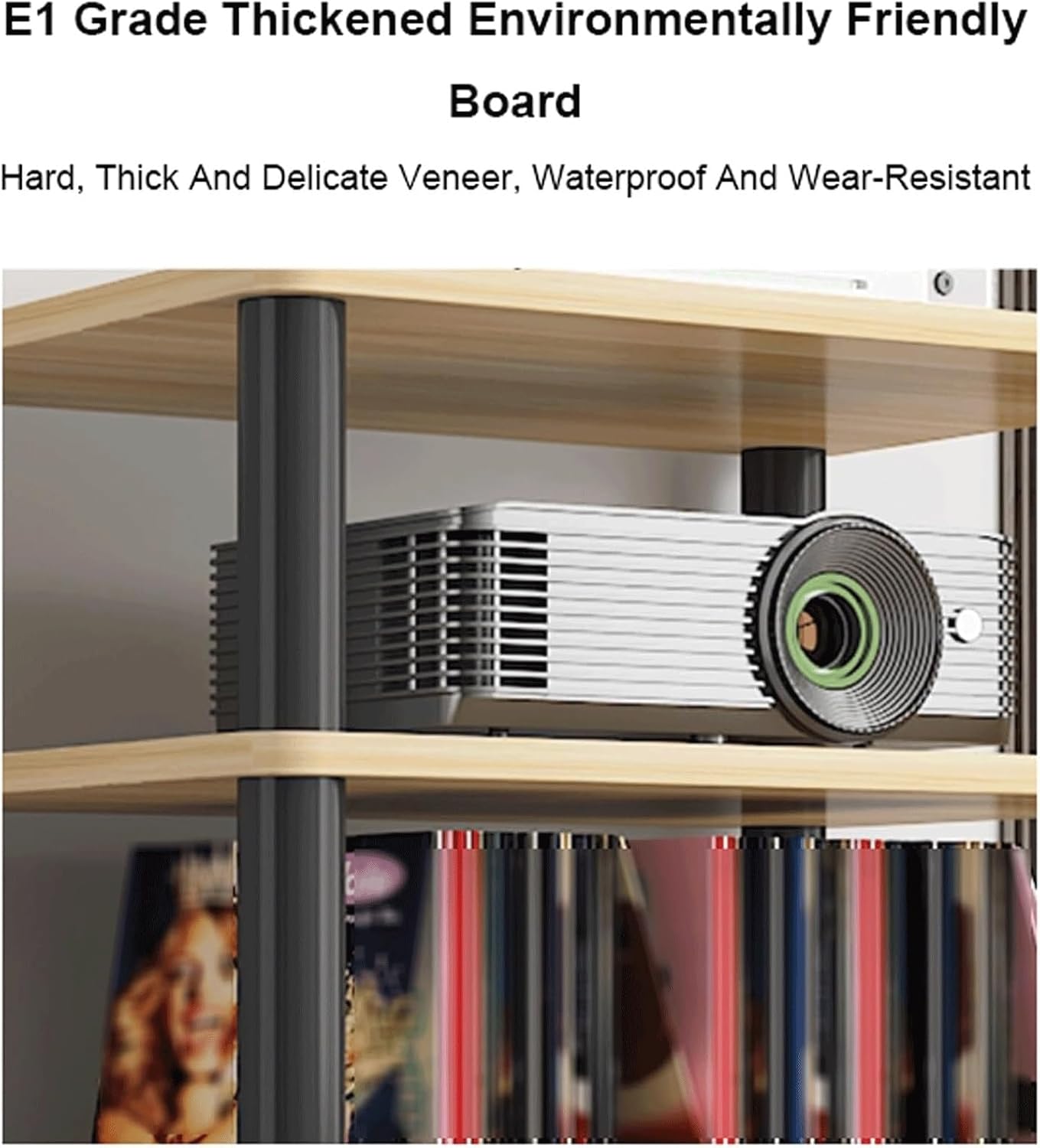 Audio Rack Wooden Stereo Rack Audio Equipment Rack Audio Open Rack Cabinet HiFi Rack Audio-Video Shelving Shock-Absorbing Feet(Nero,1 Tier)