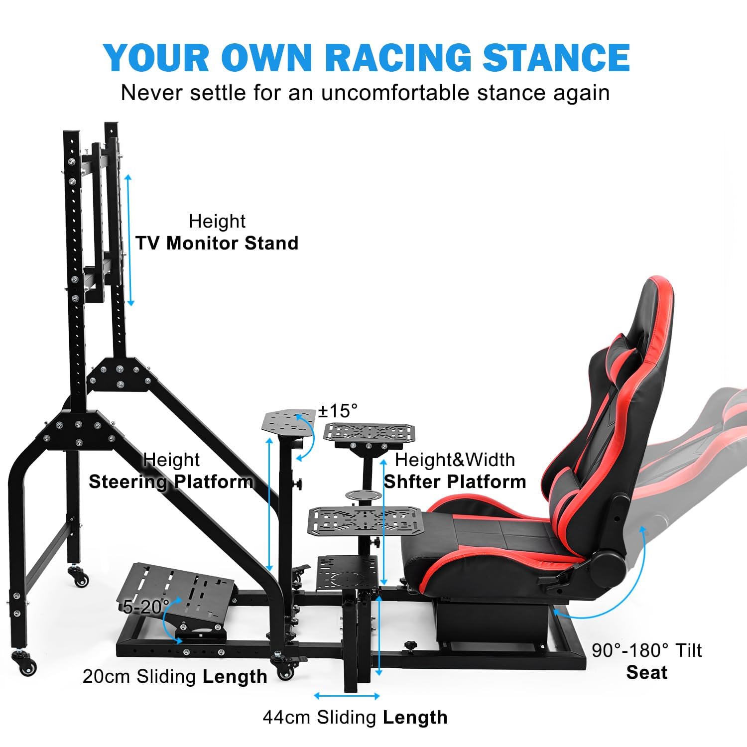 Anman Flight Racing Sim Cockpit with Monitor Stand and Adjustable Ergonomic Seat, Direct-Drive Ready 10Nm, 27-65' Display Mount