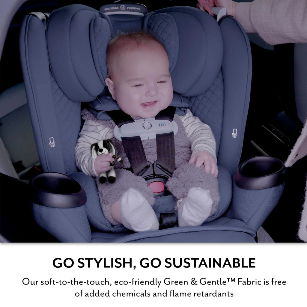 Evenflo Revolve360 Extend All-in-One Rotating Car Seat with Green & Gentle Fabric (Flint)