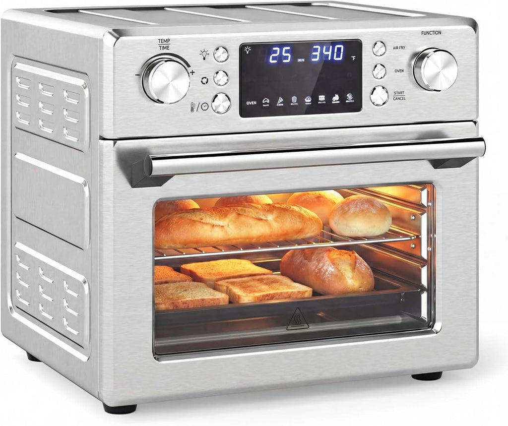 SIMOE Air Fryer Oven 26QT, 14-in-1 Toaster Oven Air Fryer Combo with 1700W Convection, Stainless Steel Countertop Oven with Rotisserie, Dehydrate & Pizza