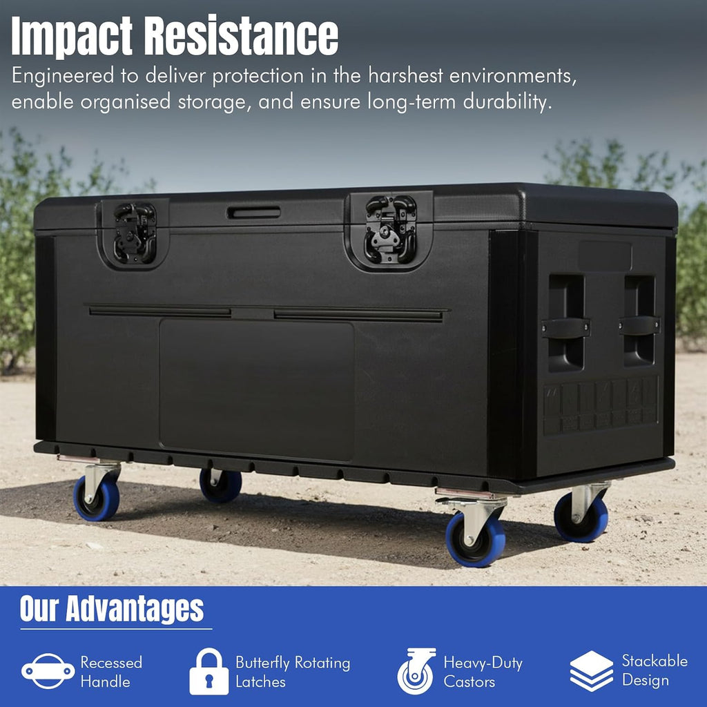 Utility Road Trunk Case with Handle and Wheels Stackable Heavy Duty ATA Rolling Road Case for Pro Audio & DJ Equipment Storage Transport (M)