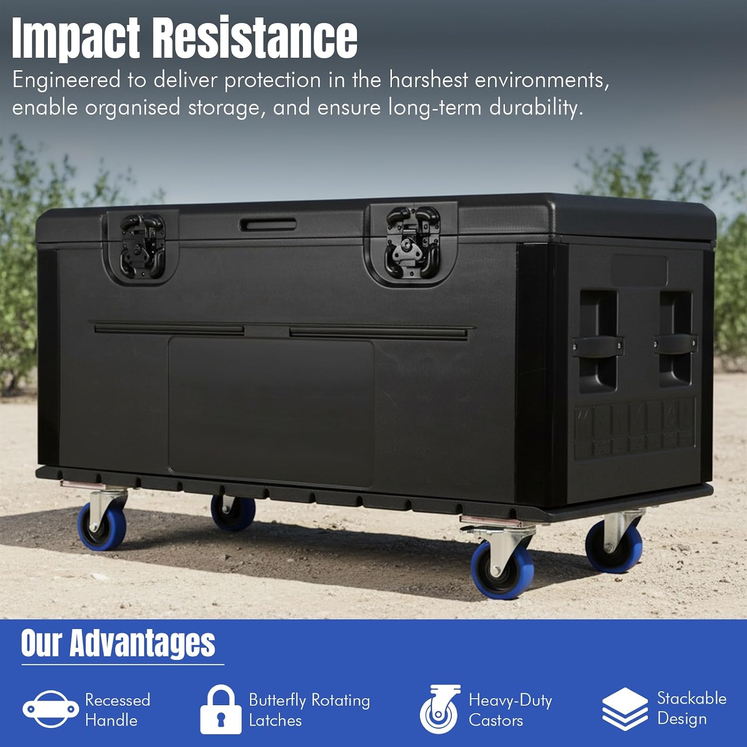Utility Road Trunk Case with Handle and Wheels Stackable Heavy Duty ATA Rolling Road Case for Pro Audio & DJ Equipment Storage Transport (M)