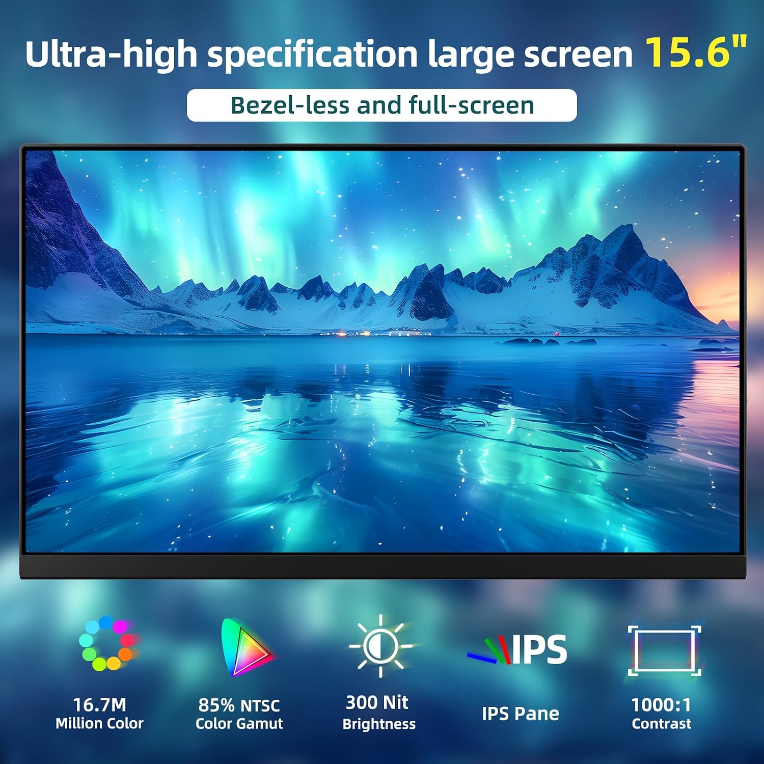 ROYY Laptop Screen Extender Dual Monitor - 15.6' Portable Monitor 85% NTSC IPS 1080P FHD Detachable Screen Extended Extra USB-C/HDMI Port Compatible with Wins Mac Dex Chrome Fits 13'-17' Laptops