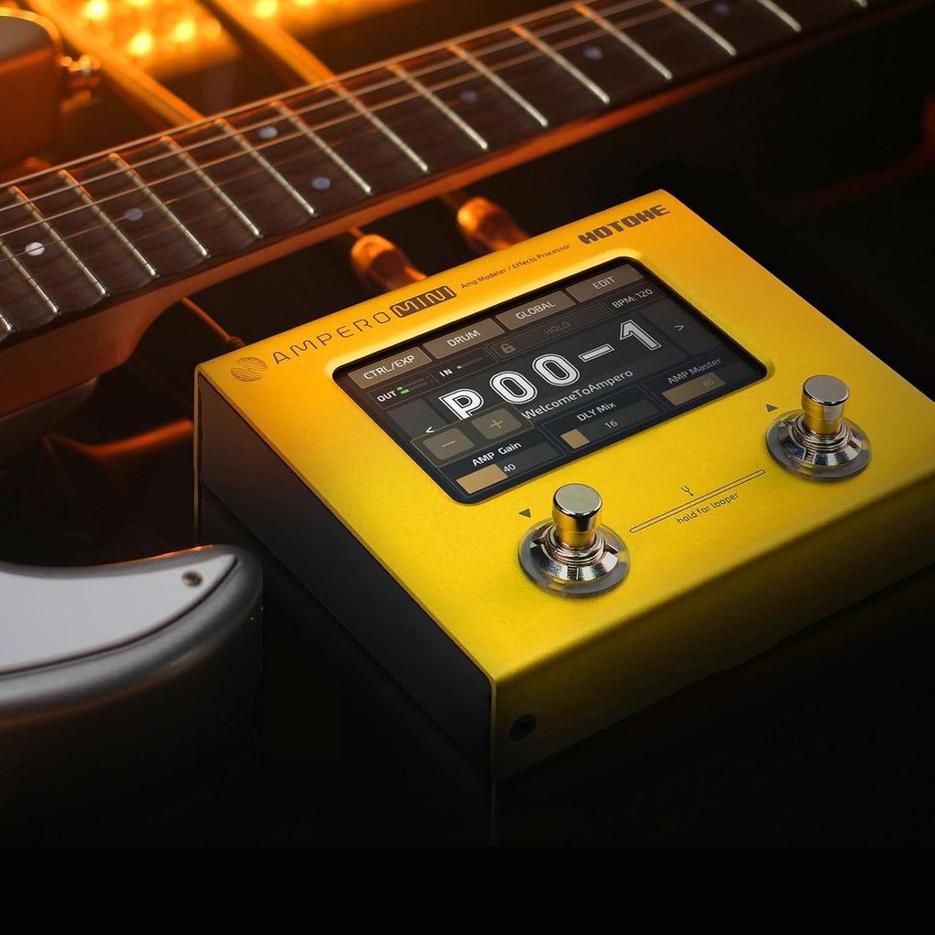 HOTONE Multi Effects Processor Pedal Guitar Bass Amp Modeling IR Cabinets Simulation Multi LanguageStereo OTG USB Audio Interface Ampero Mini MP-50 (Include 10 PCS Additional Footswitch Toppers)