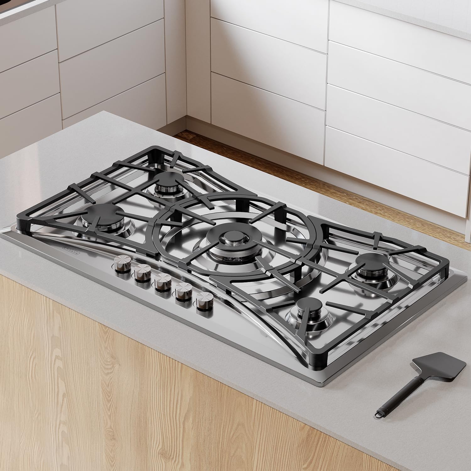 Empava 36 in. Gas Stove Cooktop with 5 Italy Sabaf Sealed Burners NG/LPG Convertible in Stainless Steel EMPV-36GC22