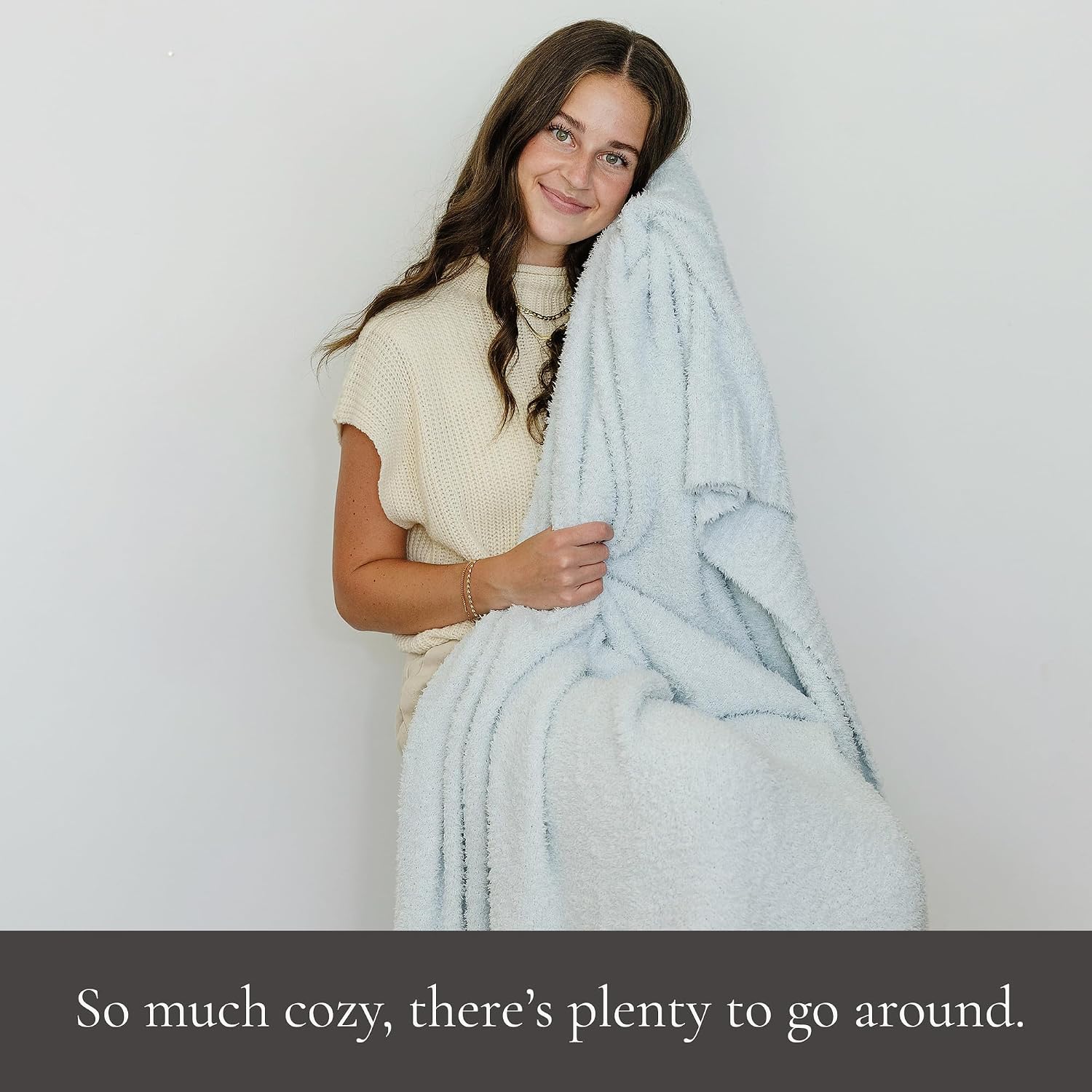 SARANONI Bamboni Luxury Throw Blanket | Oversized Super Soft Plush Home Decorative Comfy Blankets for Couch or Bed | Sky Blue - X-Large 60' x 80'